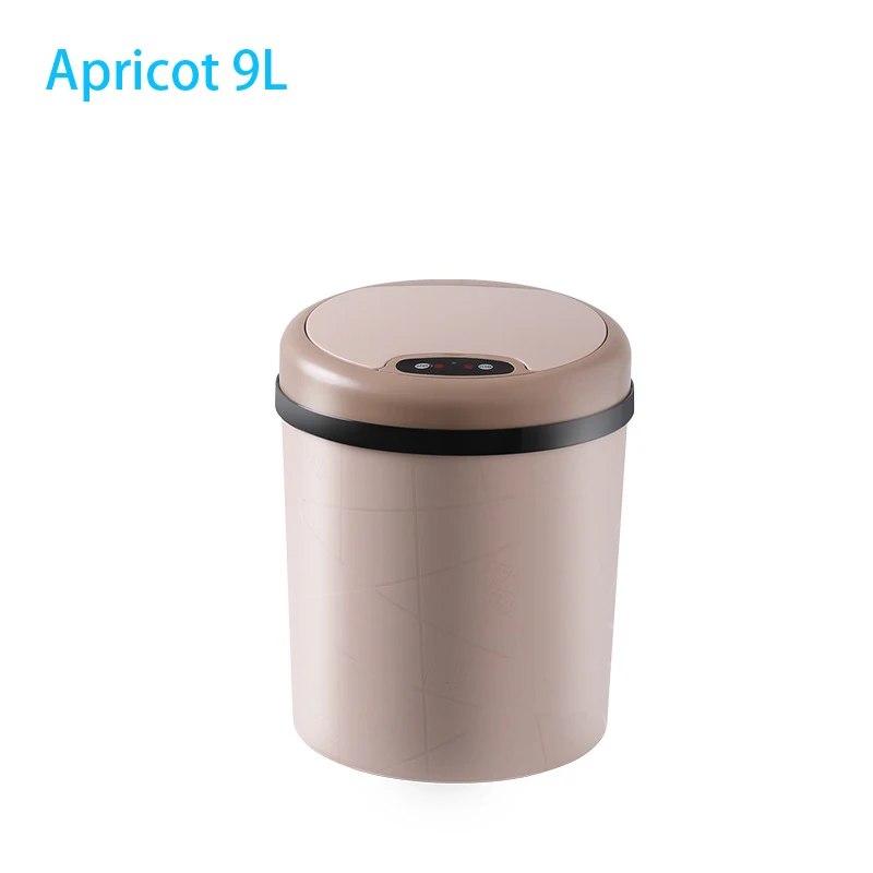 Индукционный Круглый автоматический датчик держатель для мусорного мешка PP автомобильный мусорный контейнер мусорный компост мини-контейнер экологически чистый домашний - Цвет: Apricot 9L