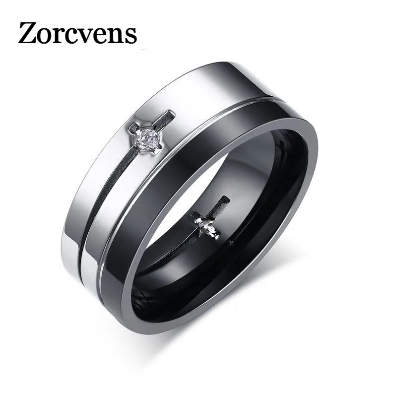 Modyle 8MM Wedding Bands Ring Men Jewelry New Punk Stainless Steel CZ Rings for Men and Women