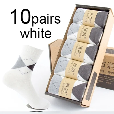 A 10 pairs white MWZHH 10 пар, брендовые новые носки из бамбукового волокна, мужские деловые носки для отдыха, мужские летние дезодорирующие длинные бамбуковые носки черного цвета - Цвет: A 10 pairs white