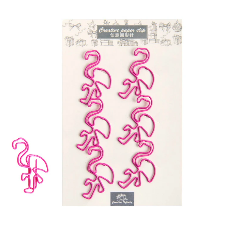 Милые креативные бумажные клип набор розовый Фламинго животных металлические милые клипсы журнал декоративные