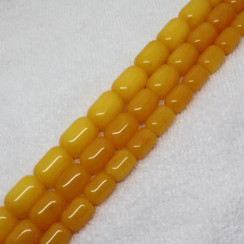 

10x14-15x20mm Yellow Jades Tube Barrel DIY Loose Beads 15"