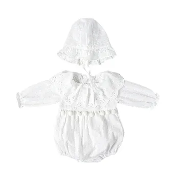 

Baby Rompers Autumn New Lace Baby Girls clothes Long Sleeve Floral Infant Jumpsuits with Hat Super Cute baby Clothing