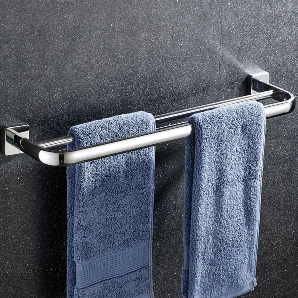 

Stainless Steel Bathroom Washroom Wall Mounted Space-saving For Daily Use Storage Rod Towel Rack Holder Household Hanging Bar