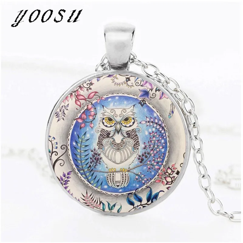 2018 Мода Сова Цепочки и ожерелья Jewelry Стекло кабошон Время камень кулон птица