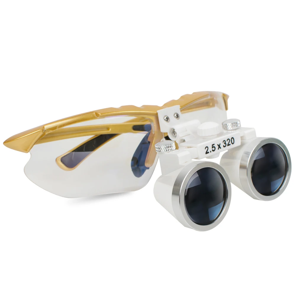 Стиль 2,5X320 мм хирургические очки зубные лупы с светодиодный головной свет лампы набор желтый