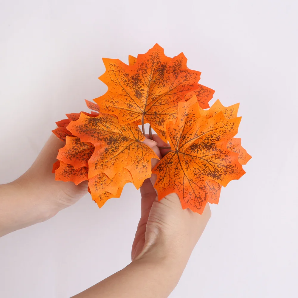 

10pcs/pack Maple Leaf Fall Decoration Fake Plants Artificial Plants For Decoration Halloween DIY Artificial Maple Leaves