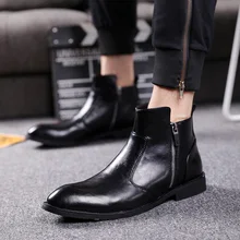 Мужская модная обувь в британском стиле для ночного клуба; обувь из натуральной кожи; Туфли-оксфорды с острым носком; сезон весна-осень; ботильоны «Челси»