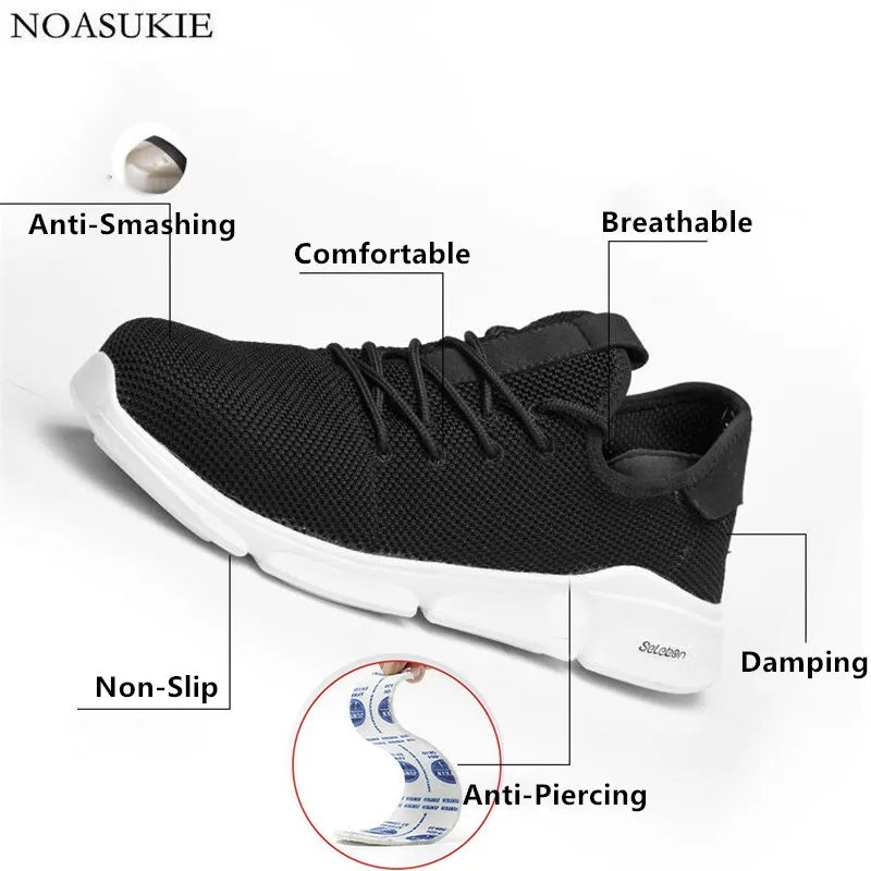 

Men Black Safety Shoes Mesh Breathable Lightweight Work Shoes Anti-Smashing Puncture Steel Toe Shoes Sicherheitsschuhe