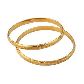 

New Trendy Women Carved Flowers Gold Filled Cuff Bangles Fine Bracelet Fashion Jewelry Free shipping