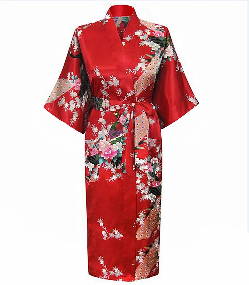 Модные золотые китайский Для женщин шелковый халат кимоно Банный халат для женщин; сезон весна Mujer Pijama Размеры S M L XL XXL XXXL Xsz026A - Цвет: Красный