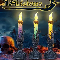 Хэллоуин скелет свеча украшения реквизит СВЕТОДИОДНЫЙ Ночник настольный украшения реквизит баров дом с привидениями скелеты свечах