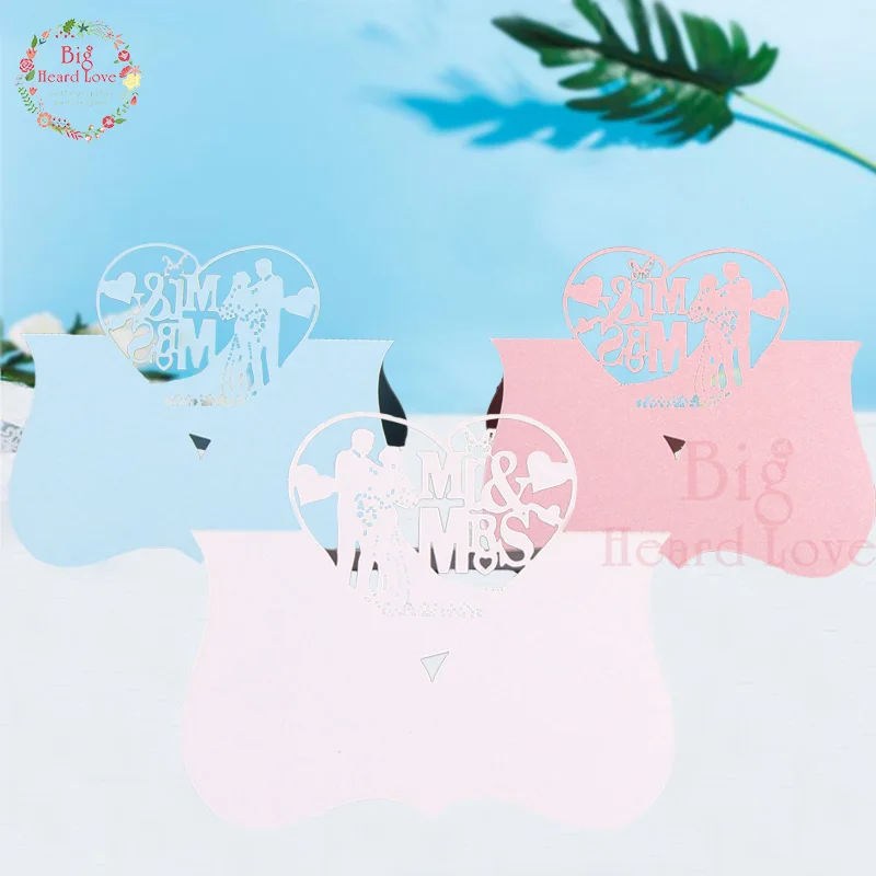 

40pcs Laser Cut Bride And Groom Table Name Place Card Wedding Party Table Name Card Party Decoration Marriage Wedding Favors