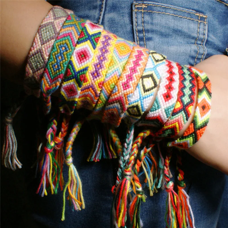 

ROMAD Hand Weave Braided Bracelets for Women Vintage Cotton Rope Fashion Ethnic Charm Bracelets Brazil Boho Jewelry R4