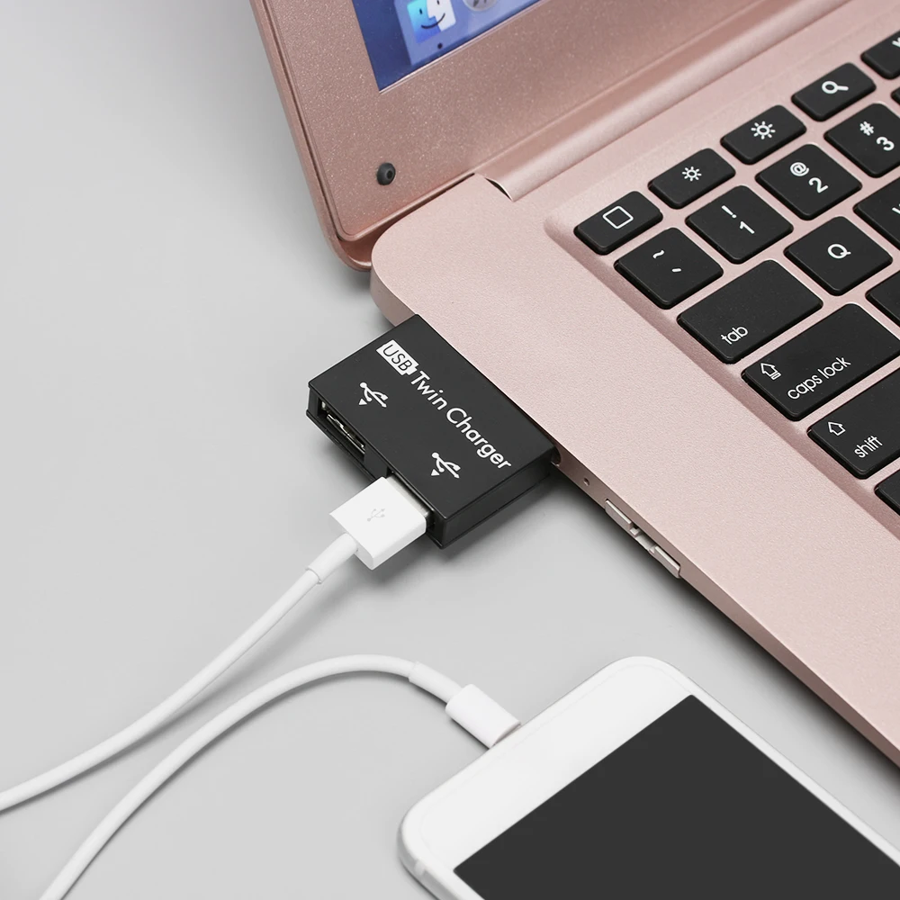 

1PC Mini 2 Port USB Hub Charger High Speed Hub Adapter USB Splitter for Phone Tablet Computer Professional External Splitter
