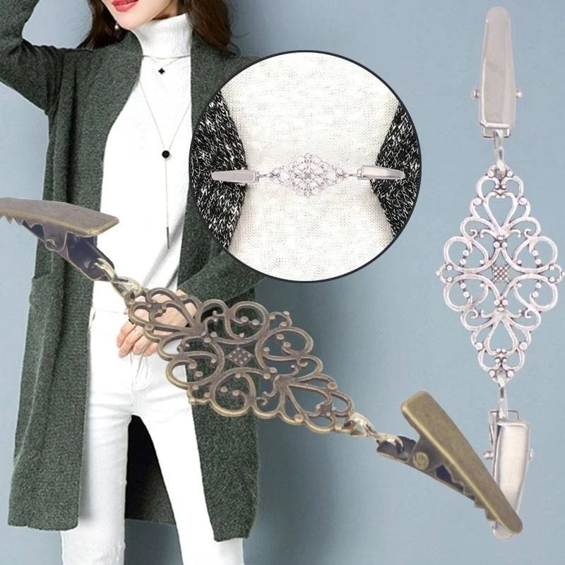 

2018 Retro Fashion Sweater Shawl Clips Cardigan Collar Clips Holder Garters Accessories Jewelry Gift