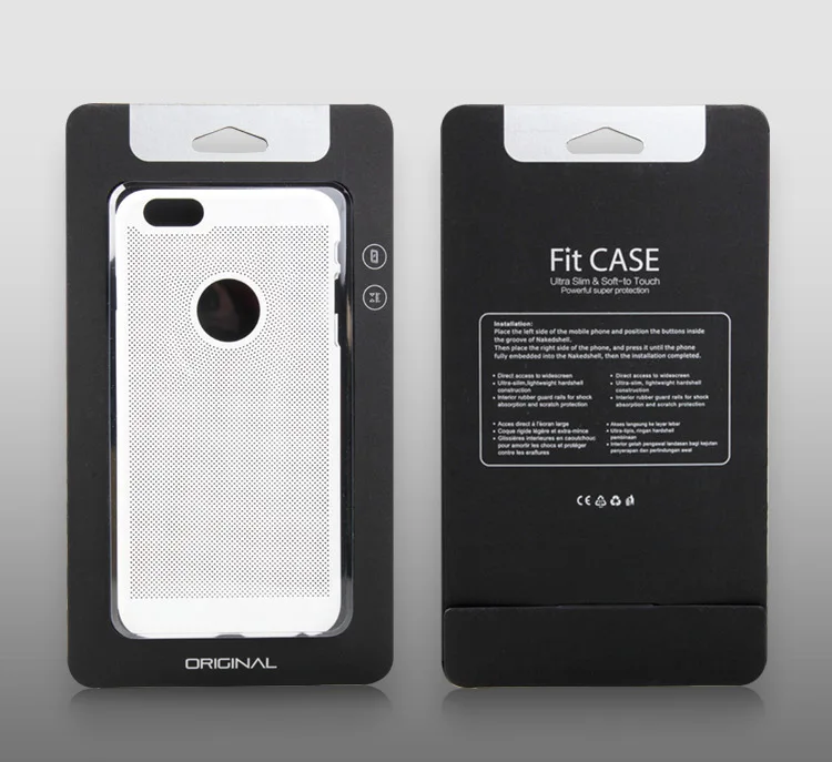

wholesale Personalize Design Black Simple Hard Paper with Transparent Plastic Packaging Box for iphone 7 7plus Case