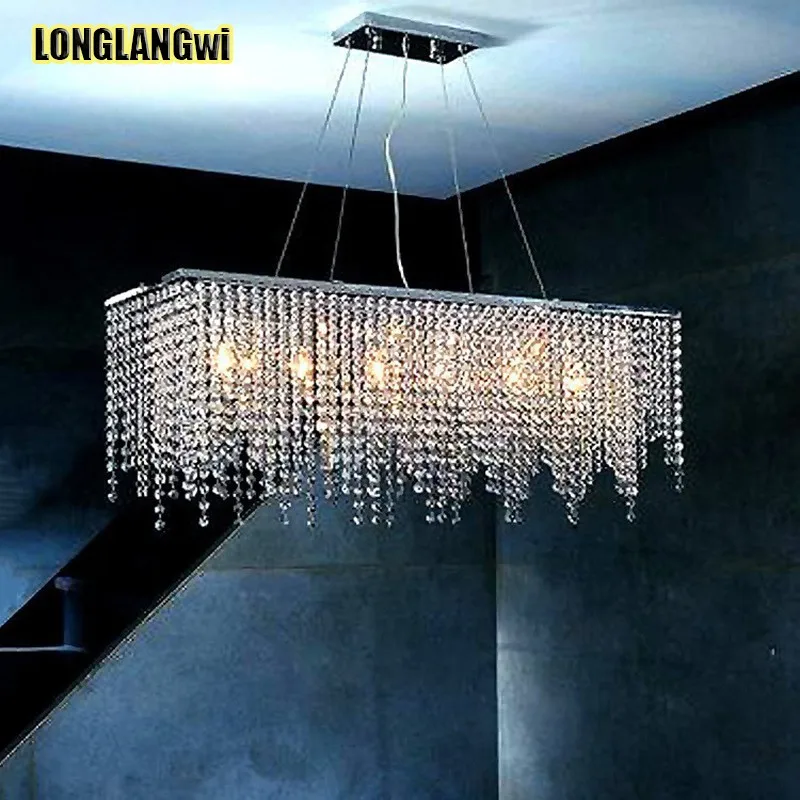 

Rectangle modern LED crystal chandelier dining room lighting chandeliers