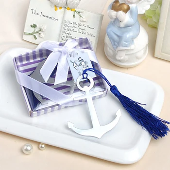 

Wedding giveaways for guest nautical themed anchor bookmark party favor gifts 50pcs/lot Party decoration business event souvenir