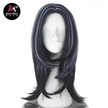 Miss U Hair синтетические Девушки Длинные волны черные и синие волосы косплей парики для вечеринок на Хэллоуин
