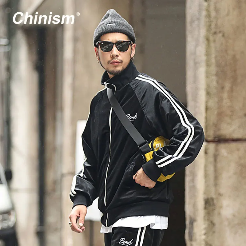 CHINISM New Spring Side Stripe Black Coaches Jacket Mens Track Suit