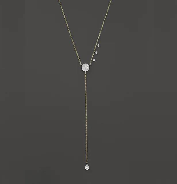 Colgante de gota redonda de circonia cúbica para mujer, colgante de gota de zirconia cúbica AAA, cadena larga de llenado de oro, collar sexy, 2017 Colgante de gota redonda de circonia cúbica para mujer, colgante de gota de zirconia cúbica AAA, cadena larga de llenado de oro, collar sexy, 2017
