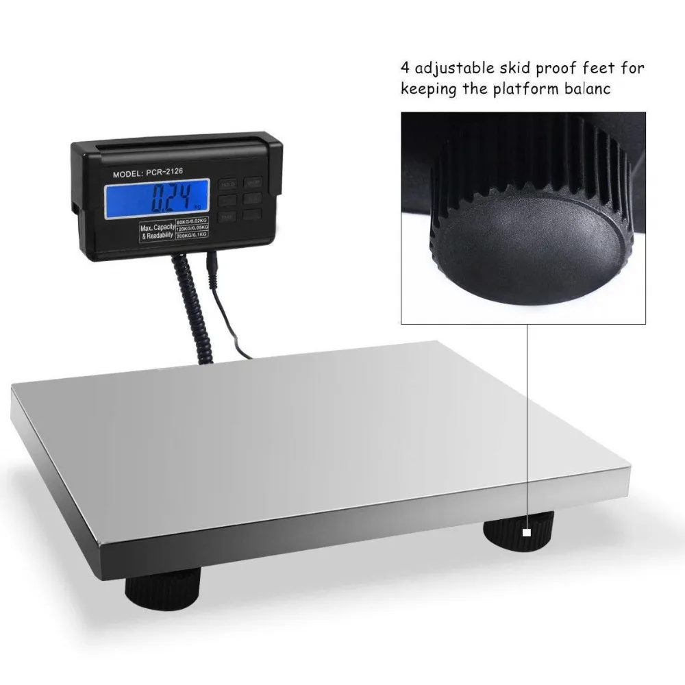 100KG/220lbs Digital Industrial Floor Postal Platform Weighing Scale Foldable 