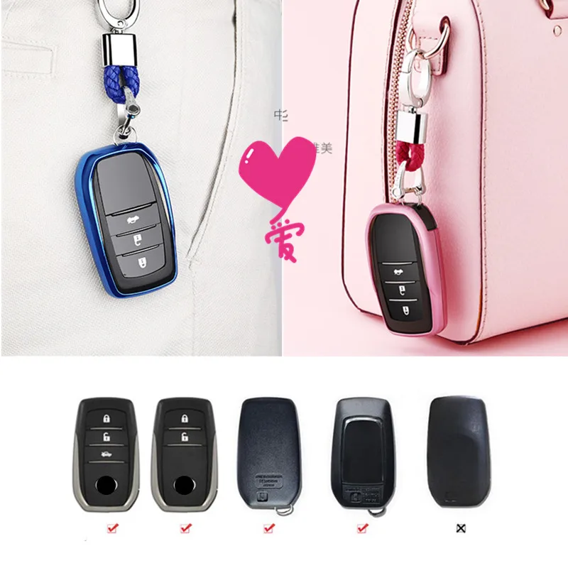 

TPU soft Key Cover Case For Toyota Chr C-hr RAV4 Land Cruiser 200 Avensis Auris Corolla Prius Key Shell Ring Holder Car Styling