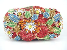 Free shipping !! Z15-7.red color fashion top crystal stones ring clutches bags for ladies nice party bag
