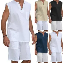 Модные мужские летние повседневные футболки без рукавов