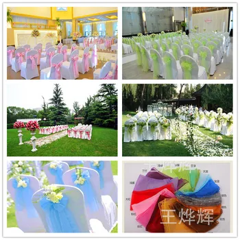 

300pcs Organza Chair Sashes Chair Bows Wedding Party Event Xmas Banquet Decor Sheer Organza Fabric 18cm x 275cm