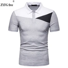 ZYFG free men Polo short-sleeved contrast color polo shirt simple casual style fashion male clothing simple trapezoidal shape contrast color satchel