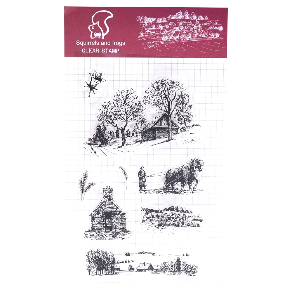 

Farm Scenery Clear Stamp for Scrapbooking DIY Photo Album Paper Card Making Transparent Silicone Seal Stamp Decoration Craft