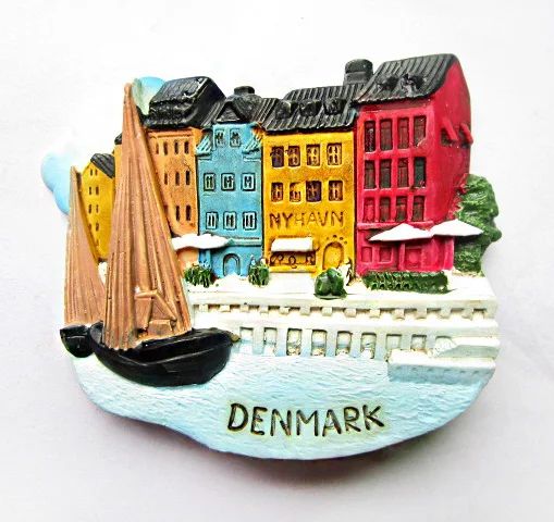 

Creative Northern Denmark Copenhagen World Tourism Creative 3D Resin Fridge Magnet Travel Souvenir Kitchen Home Decoration
