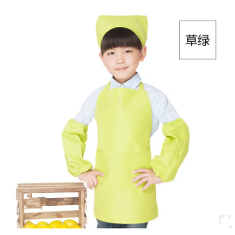 Дети Ремесло приготовления выпечки DIY костюм для рисования ребенка шеф-повара шляпа фартук Манжеты Набор BBB0658 - Цвет: Color 5