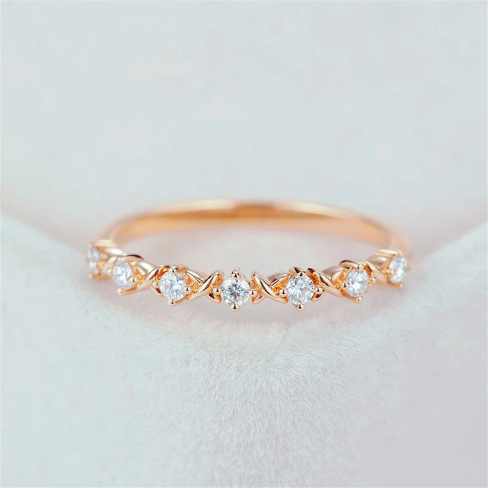 

LOREDANA Rose Gold Color Twist Classical Cubic Zirconia Wedding Engagement Ring for Woman Girls Austrian Crystals Gift Rings