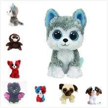 Ty Beanie Boos Gray Dog Plush Toy Doll Baby Girl Birthday Gift Stuffed & Plush Animals 15cm Cute Big Eyes Christmas Girlfriend