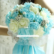 Романтический Холдинг Цветы буке сладкой розы с жемчугом для невесты; туфли невесты свадебные букеты для подружки невесты для девочек в цветочек