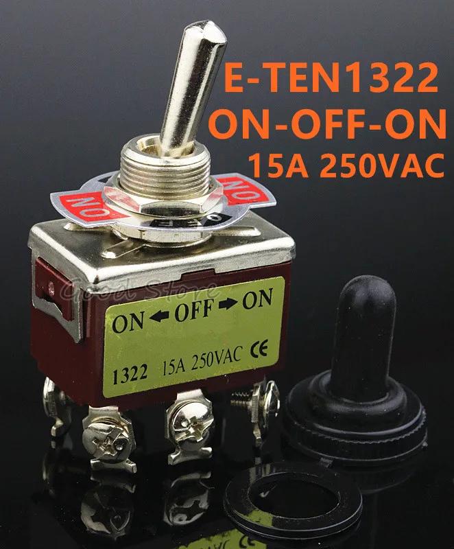 

1pcs brown E-TEN1322 AC 250V 15A DPDT ON/OFF/ON 6 Terminal Toggle Switch