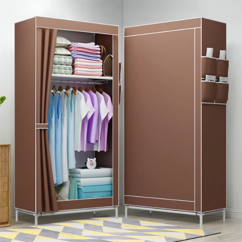 

Wardrobe storage large capacity simple wardrobe double hanging assembly cabinet reinforcement folding cloth furniture A10960