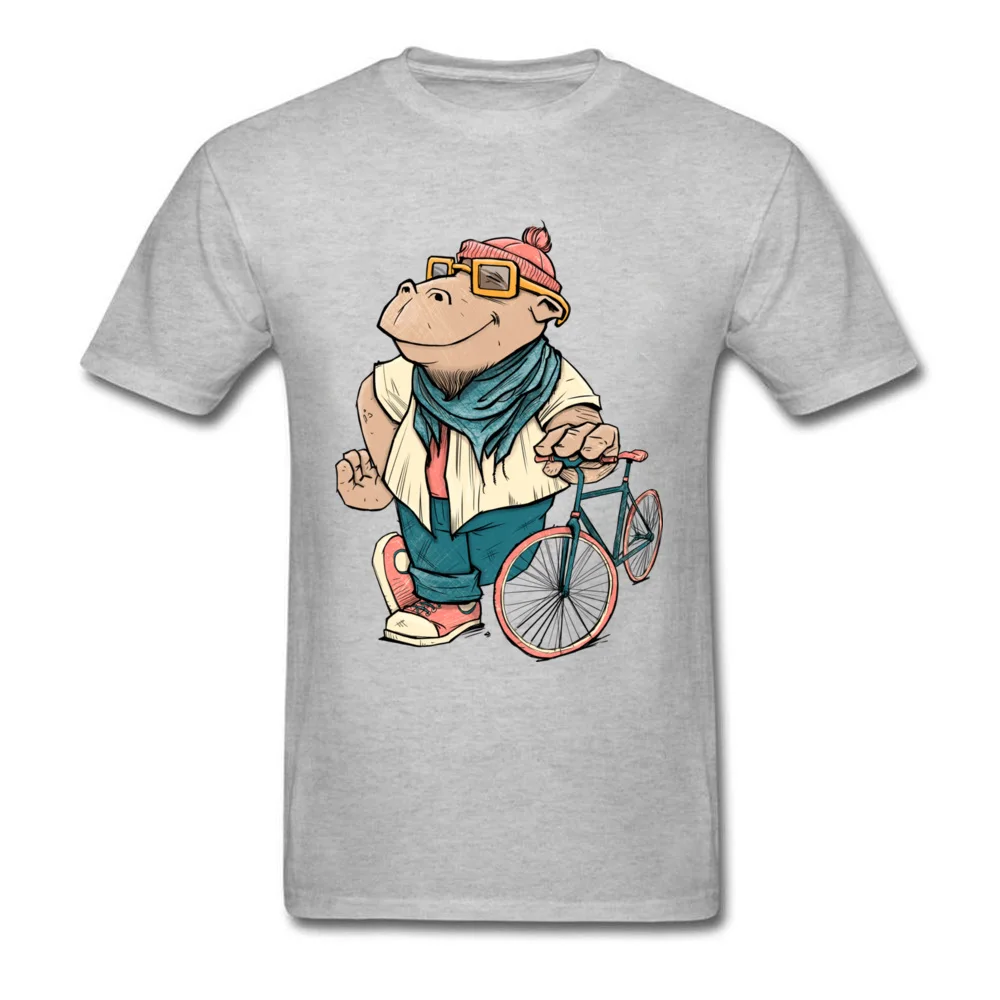 Hipster Hippo Youth T-shirts 2018 Popular Design Tops & Tees All Cotton Round Neck Short Sleeve Normal Clothing Shirt Fall Hipster Hippo grey