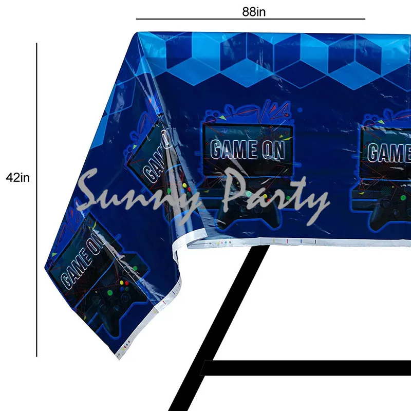 

Blue Game Theme Disposable Plasitc Tablecloth Party Tableware Baby Shower Party Tableware Supplies