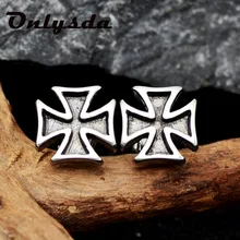 Onlysda панк крест из нержавеющей стали серьги гвоздики для мужчин модные вечерние эмалированные черные серьги из титановой стали ювелирные изделия вечерние подарок