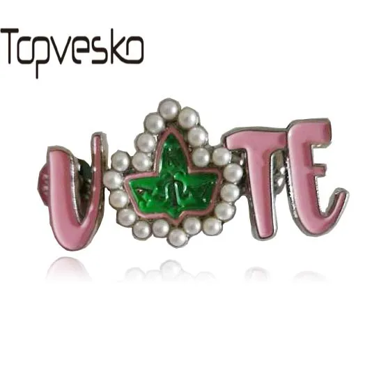 Topvesko Sorority Greek Brooch AKA Ivy VOTE Lapel Pin Brooch Jewelry