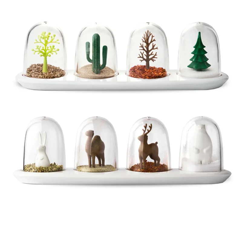 

Four Seasons Plant Spice Jar 4 pcs/set Creative Animals Seasoning Bottle Salt Sugar Pepper Shaker Cooking Tools Kitchen Supplies