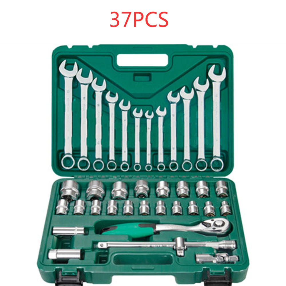 37 шт. Трещоточный ключ набор гаечных ключей комбинированный набор динамометрических ключей Набор инструментов для автомобиля ключей для ремонта автомобиля - Цвет: 37PCS