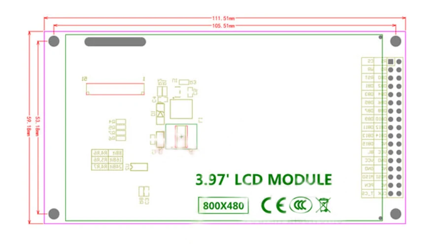 3,97 дюймов TFT lcd 3,9" lcd TFT дисплей lcd дисплей ips сенсорный экран модуль Full View HD 800X480 51 STM32 Драйвер с сенсорной ручкой