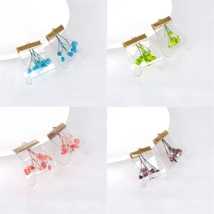 2  2pcs PVC Dried Flower Pendant For Hand Made Diy Earrings Necklace Jewelry Marking Stud Earrings Ear Clip Jewelry Accessories