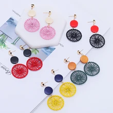 Bohopan Girls Solid Color Dangle Earrings Exquisite Hollow Round Wood Drop Earrings For Women Lovely Earings Fashion Jewelry Bohopan Girls Solid Color Dangle Earrings Exquisite Hollow Round Wood Drop Earrings For Women Lovely Earings Fashion Jewelry