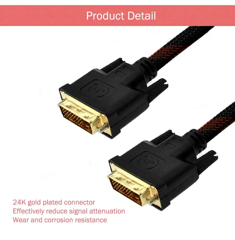 High Speed DVI Cable 3M 5M 10M Gold Plated Plug Male-Male DVI TO DVI 24+1 cable 1080p for LCD DVD HDTV XBOX Monitor Projector (3)