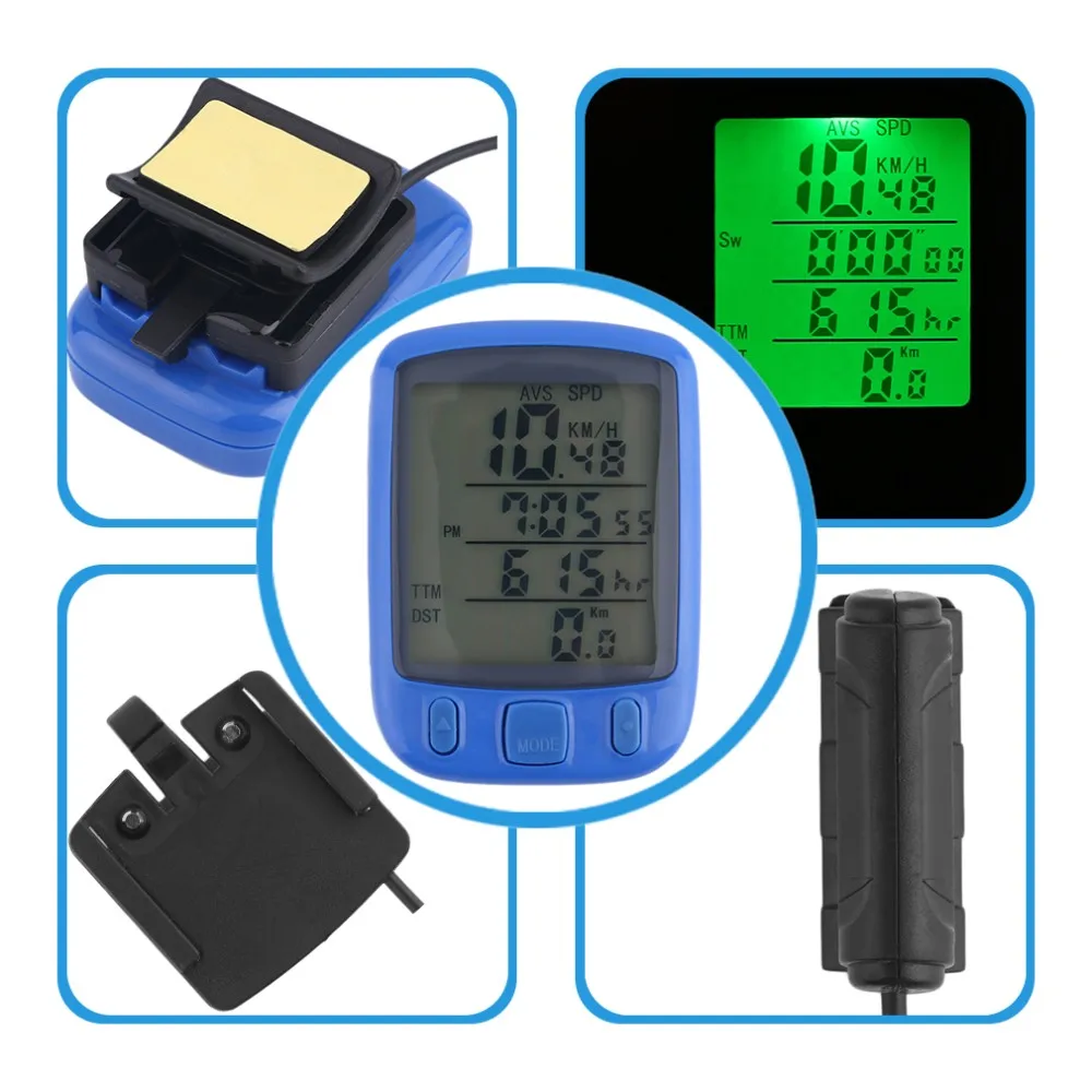 1pc SunDing SD 563B Waterproof LCD Display Cycling Bike Bicycle Computer Odometer Speedometer with Green Backlight